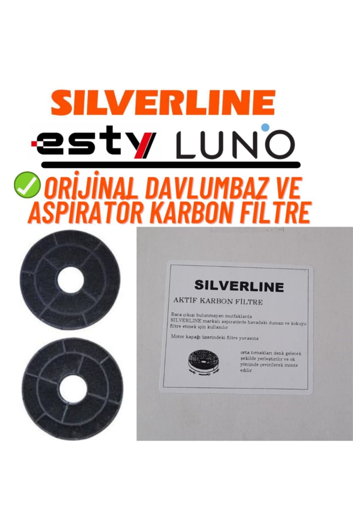 Silverline - Esty Aktif Büyük Karbon Filtre Davlumbaz Ve Aspiratör Orijinal
